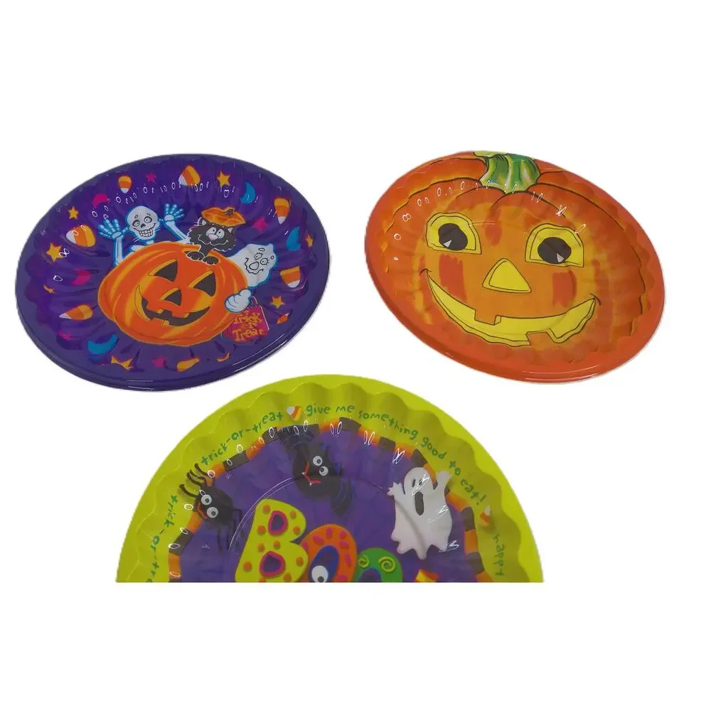 Vintage Ullman Halloween Plates Bowls Set Jack-O-Lantern Black Cat Ghost BOO